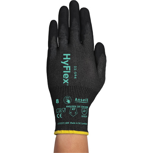 Gants r&eacute;sistants &agrave; la coupe HYFLEX 11-594, Taille 12/3T-Grand, Calibre 18, Rev&ecirc;tement Nitrile, Enveloppe en PEHP/Intercept, ASTM ANSI niveau A9/EN 388 niveau F D. Morneault & Fils