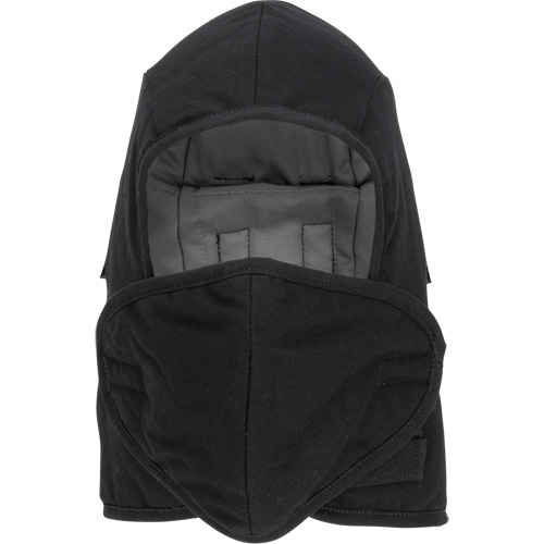 Pioneer 766A Flame-Resistant Quilted Hard Hat Liner with Detachable Mouthpiece, Black/Grey, Cotton/FR-Tech&reg;/Modacrylic/Nylon D. Morneault & Fils