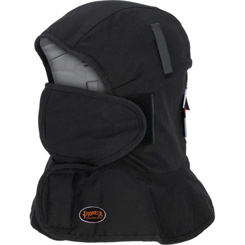 Pioneer 765A Flame-Resistant Quilted Hard Hat Liner with Long Neck & Detachable Mouthpiece, Black/Grey, Cotton/FR-Tech&reg;/Modacrylic/Nylon D. Morneault & Fils