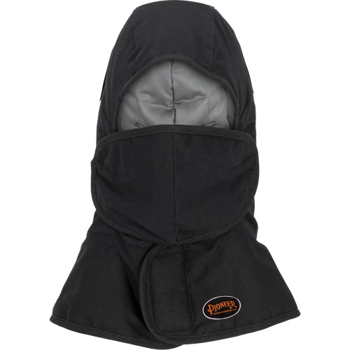 Pioneer 765A Flame-Resistant Quilted Hard Hat Liner with Long Neck & Detachable Mouthpiece, Black/Grey, Cotton/FR-Tech&reg;/Modacrylic/Nylon D. Morneault & Fils