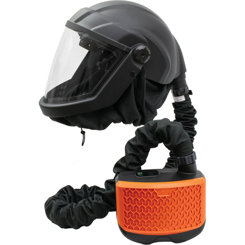 Respirateur &agrave; adduction d'air purifi&eacute; avec visi&egrave;re et ensemble de ventilation PEAKAIR DEFENDER, Respirateur &agrave; masque, Pile Lithium-ion D. Morneault & Fils