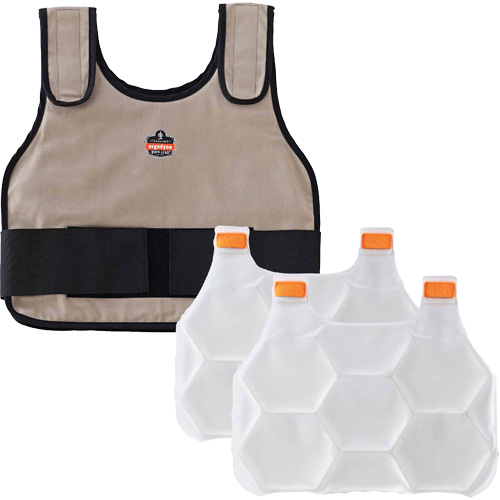 Chill-Its 6230 Standard Phase Change Cooling Vest with Rechargeable Packs, Large/X-Large, Khaki D. Morneault & Fils