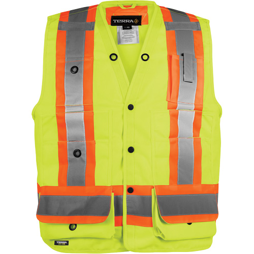 Veste haute visibilit&eacute; pour arpenteur, Orange haute visibilit&eacute;, Petit, Polyester D. Morneault & Fils