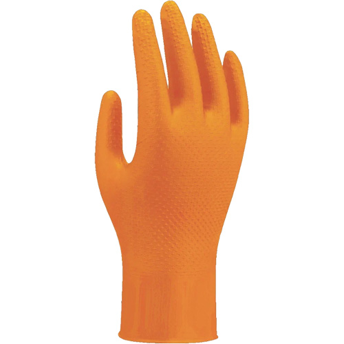 Gants jetables haute visibilit&eacute; 709HVO, 10/T-Grand, Nitrile, 8 mils, Sans poudre, Orange D. Morneault & Fils