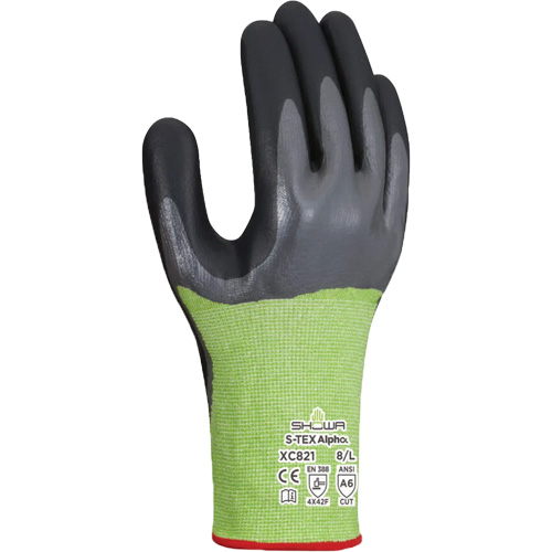 S-TEX Alpha XC821 Cut-Resistant Gloves, Size Large/8, 18 Gauge, Nitrile Coated, Polyester/Nylon/Polyurethane/HPPE/Tungsten Shell, ASTM ANSI Level A6/EN 388 Level F D. Morneault & Fils