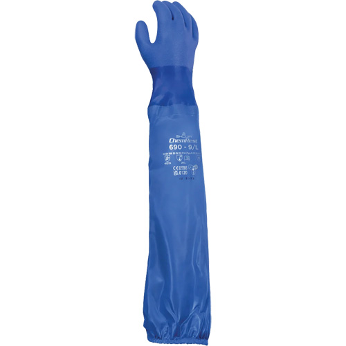 690 Chemical-Resistant Gloves, Size X-Large/10, 26" L, Cotton/PVC D. Morneault & Fils