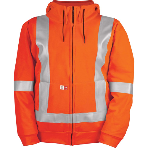 High-Visibility Wind Resistant Zip-Front Sweatshirt with DetachableHood, Men's, X-Large, High Visibility Orange, 27.7 cal/cm² D. Morneault & Fils