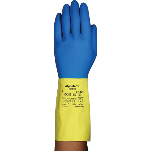 Alphatec&reg; 87-224 Chemical-Resistant Gloves, Size 7, 12.8" L, Neoprene/Rubber Latex, Cotton/Flock-Lined Inner Lining, 26.8-mil D. Morneault & Fils