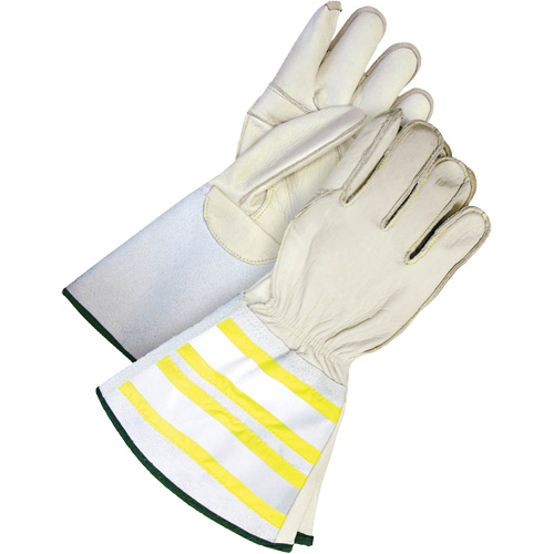 Gants utilitaires haute visibilit&eacute; avec manchette de 6,25", Moyen, Paume en Cuir fleur de vache D. Morneault & Fils