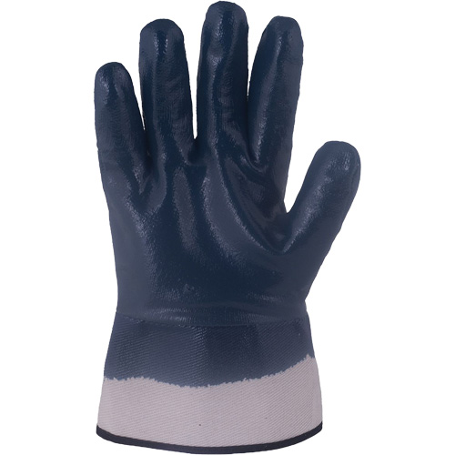 Gants bleu marine avec manchettes renforc&eacute;es &agrave; entoilage coll&eacute; Horizon, T-Grand, R&ecirc;vetement Nitrile, Enveloppe en Jersey/Coton D. Morneault & Fils