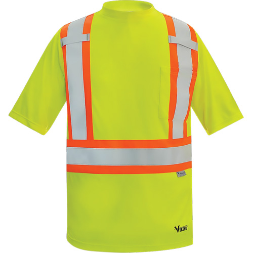Viking&reg; Safety Bamboo Lined T-shirt, Polyester, 4X-Large, High Visibility Lime-Yellow D. Morneault & Fils