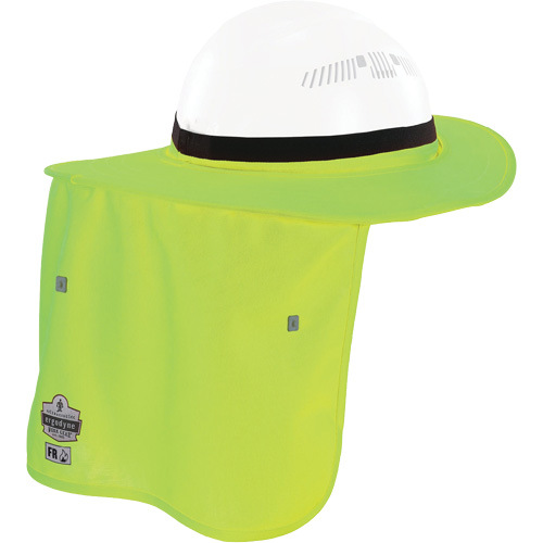 Bordure FR vert lime pour casque de chantier avec cache-cou D. Morneault & Fils