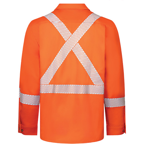 Avenger 7 oz Deluxe Segmented Striped High-Visibility Work Shirt, Style 652, Men's, X-Large, Orange D. Morneault & Fils