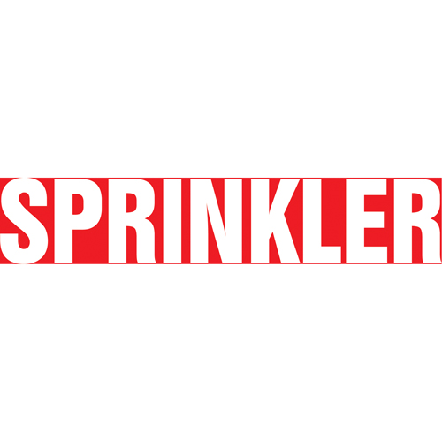 "Sprinkler" Pipe Marker, Self-Adhesive, 1-1/2" H x 8" W, White on Red D. Morneault & Fils