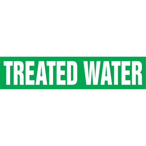 "Treated Water" Pipe Markers, Self-Adhesive, 2-1/2" H x 12" W, White on Green D. Morneault & Fils