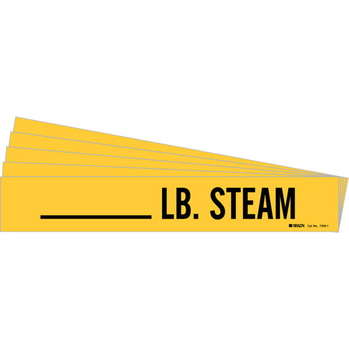 Marqueurs de tuyau LB. Steam, Autocollant, 2-1/4" h x 2-3/4" la, Noir sur jaune D. Morneault & Fils