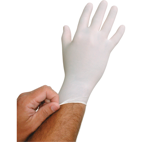 Gants jetables BioTek QRP, Grand, Latex, 6 mils, Sans poudre, Blanc D. Morneault & Fils
