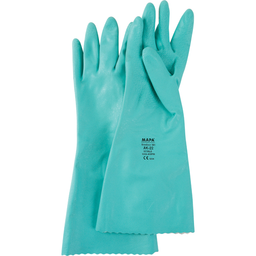 StanSolv&reg; Embossed Z-Pattern Grip Gloves, Size Small/7, 14" L, Nitrile, Interlock Inner Lining, 11-mil D. Morneault & Fils