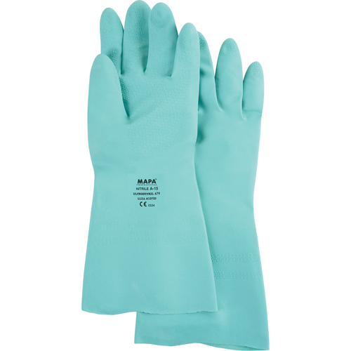 StanSolv&reg; Z-Pattern Grip Gloves, Size Large/9, 13" L, Nitrile, 15-mil D. Morneault & Fils