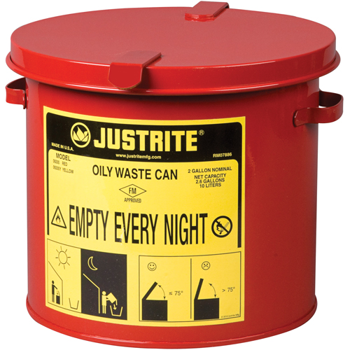 Contenants pour d&eacute;chets huileux, Homologu&eacute; FM/List&eacute; UL, 2 gal. US, Rouge D. Morneault & Fils