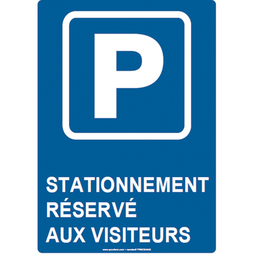Reserved Parking Sign, 14" x 10", Aluminum, French with Pictogram D. Morneault & Fils
