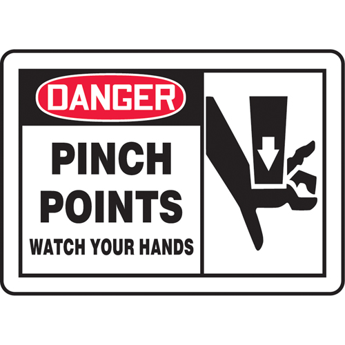 "Pinch Points" Sign, 10" x 14", Vinyl, English with Pictogram D. Morneault & Fils