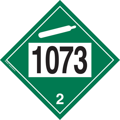 Plaque-&eacute;tiquette TMD 1073 pour gaz ininflammable oxyg&egrave;ne liqu&eacute;fi&eacute;, Plastique D. Morneault & Fils