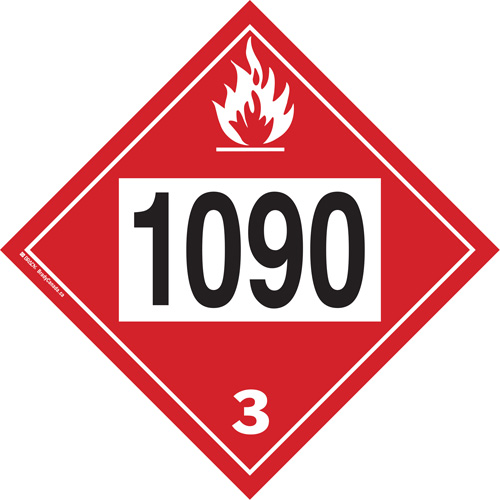 1090 Acetone Flammable Liquid TDG Placard, Plastic D. Morneault & Fils