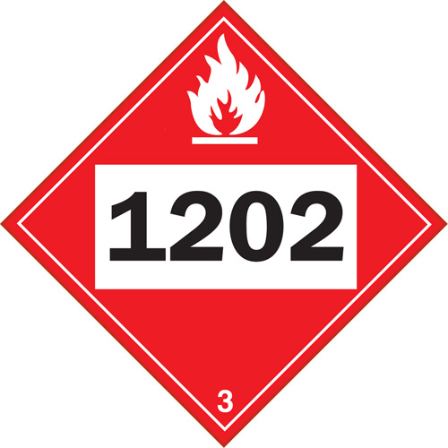 1202 Fuel Oil Flammable Liquid TDG Placard, Adhesive Vinyl D. Morneault & Fils