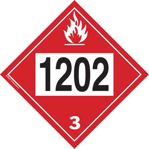 1202 Fuel Oil Flammable Liquid TDG Placard, Plastic D. Morneault & Fils