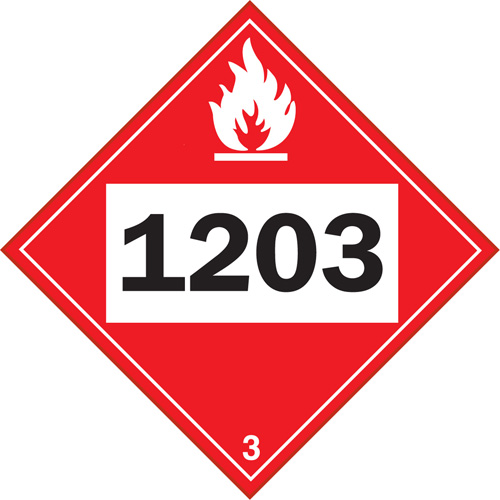 1203 Gasohol & Gasoline Flammable Liquid TDG Placard, Adhesive Vinyl D. Morneault & Fils