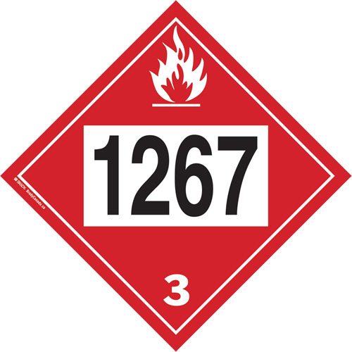 1267 Petroleum Crude Oil Flammable Liquid TDG Placard, Adhesive Vinyl D. Morneault & Fils