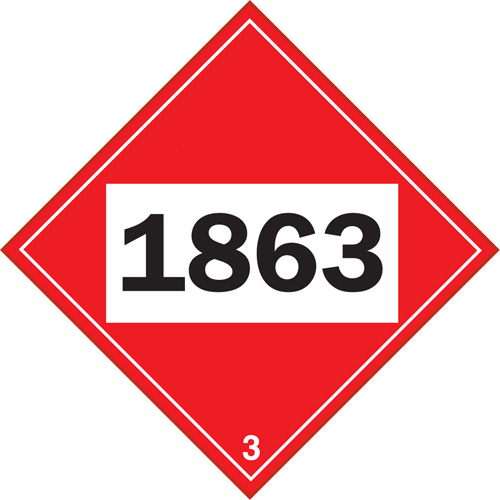Plaque-&eacute;tiquette TMD 1863 pour liquide inflammable carburant aviation, Plastique D. Morneault & Fils