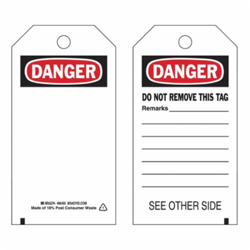 Self-Laminating Safety Tags, Polyester, 3" W x 5-3/4" H, English D. Morneault & Fils