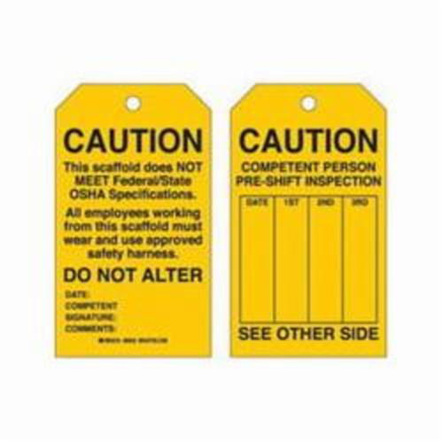 &eacute;tiquettes de s&eacute;curit&eacute; pour les &eacute;chafaudages, Polyester, 4" la x 7" h, Anglais D. Morneault & Fils