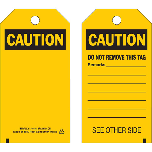 Self-Laminating Safety Tags, Polyester, 4" W x 7" H, English D. Morneault & Fils