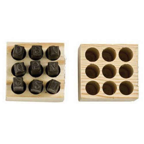 Number Steel Stamp Punch Set, # 4/6/3/2/1/8/9/7/5, 1/4" D. Morneault & Fils