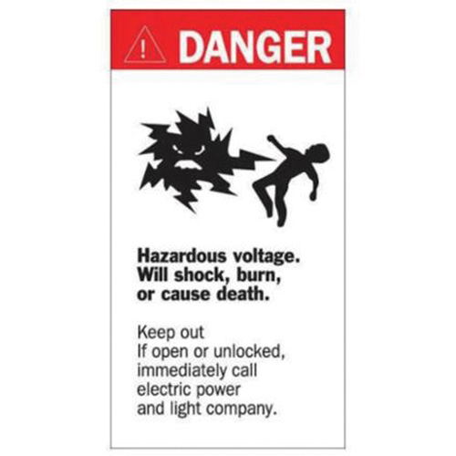Enseigne Danger Hazardous Voltage, 8" x 4-1/2", Acrylique, Anglais avec pictogramme D. Morneault & Fils