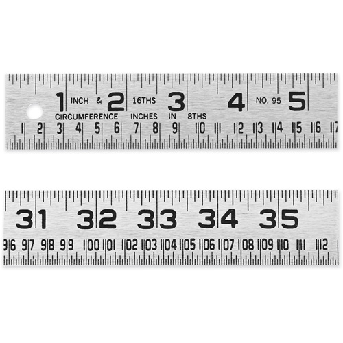 Tinner's Circumference Rule, 4' L, Steel, 1/16" Graduations D. Morneault & Fils