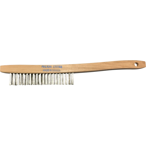 Curved-Handle Scratch Brushes, Stainless Steel, 3 x 19 Wire Rows, 14" Long D. Morneault & Fils