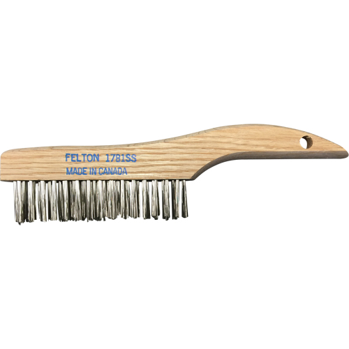 Shoe Handle Scratch Brushes, Stainless Steel, 4 x 16 Wire Rows, 10" Long D. Morneault & Fils