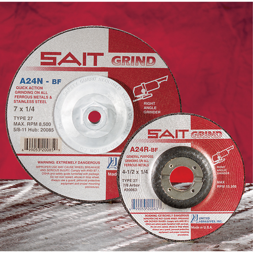 A24N Fast Grinding Wheel, 6" x 1/4", 7/8" Arbor, Aluminum Oxide, Type 27 D. Morneault & Fils