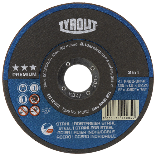 Premium 2-In-1 Thincut Cut-Off Wheels, 4-1/2" x 1/16", 7/8" Arbor, Type 1, Aluminum Oxide, 13300 RPM D. Morneault & Fils