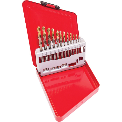 Jeu de forets courts, 13 morceaux, Acier rapide D. Morneault & Fils