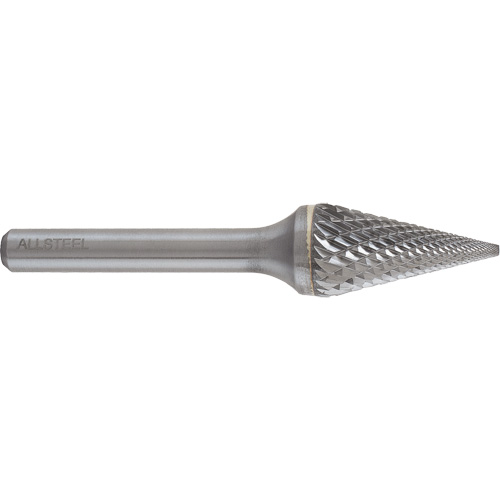AllSteel Conical Shape Carbide Burr, SM-5, 1/2" Dia., 1/4" Shank, 7/8" Depth of Cut D. Morneault & Fils