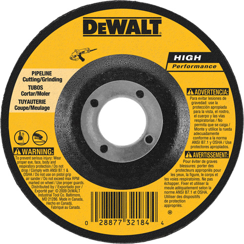 Meule haute performance pour pipeline, 5" x 1/8", Arbre 7/8", Oxyde d'aluminium, Type 27 D. Morneault & Fils