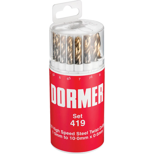 Jobber Drill Bit Set, 19 Pieces, High Speed Steel D. Morneault & Fils