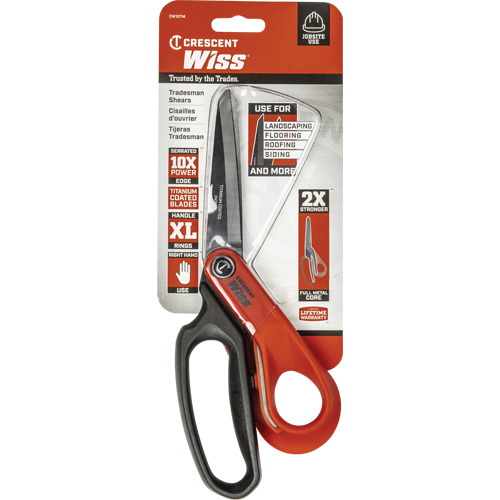 Cisailles robustes &agrave; rev&ecirc;tement en titane pour ouvriers professionnels, 10", Poign&eacute;e Anneaux D. Morneault & Fils