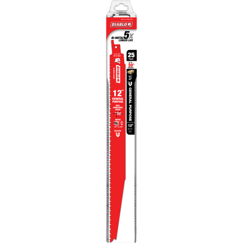 Lame de scie alternative tout usage, Bim&eacute;tal, 8-14 Dents par pouce, 12" lo x 1" la D. Morneault & Fils