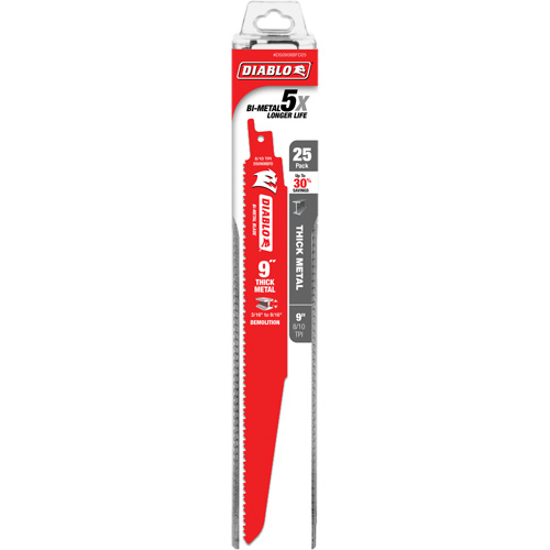 Lame de scie alternative pour la d&eacute;molition et les m&eacute;taux &eacute;pais, Bim&eacute;tal, 8-10 Dents par pouce, 9" lo D. Morneault & Fils